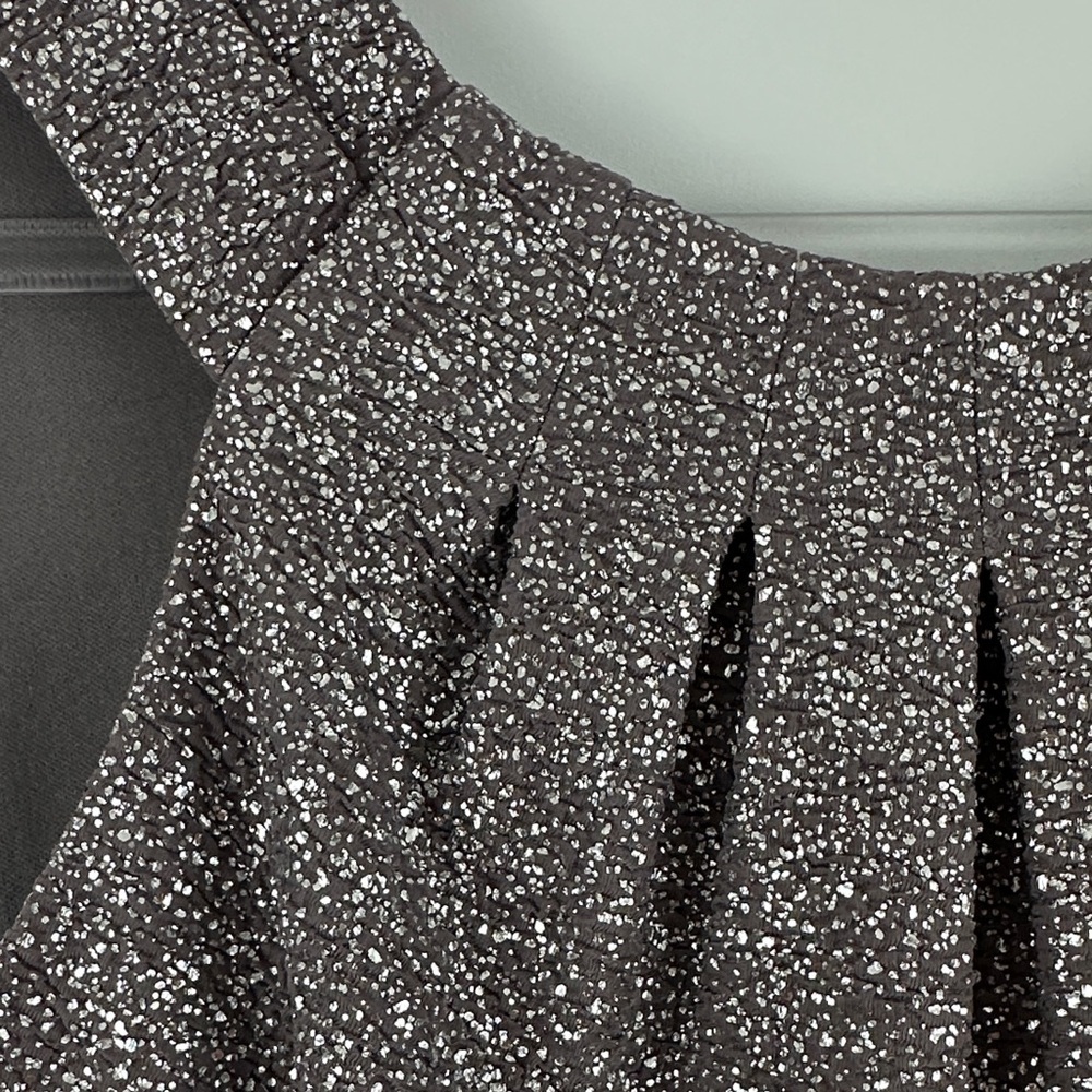 NWT Eliza J Foiled Knit Halter Sheath Dress Lilac Metallic Cocktail 10 - Picture 7 of 11